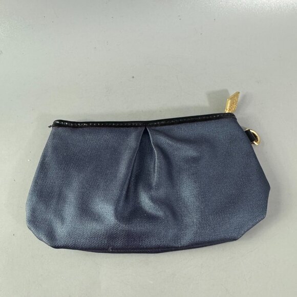 MZ Wallace Women Navy Zip Up Pouch Wristlet Canvas Patent Leather Trim - Picture 5 of 12